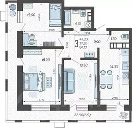 3-к кв. Краснодарский край, Краснодар 9-й километр мкр, ул. ... - Фото 1