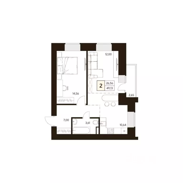 2-к кв. Башкортостан, Уфа ул. Ахметова, 296/2 (49.13 м) - Фото 0