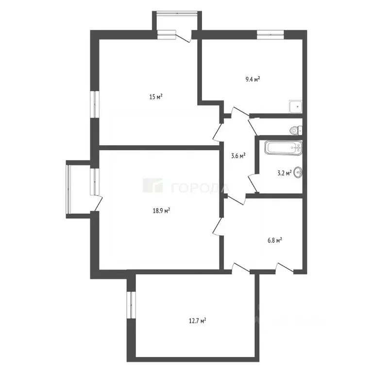 3-к кв. Кемеровская область, Прокопьевск Прокопьевская ул., 73 (70.9 ... - Фото 2