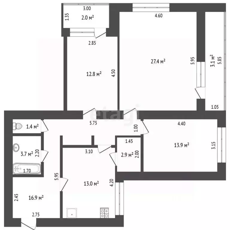 3-к кв. Мордовия, Саранск Ботевградская ул., 43 (92.0 м) - Фото 2