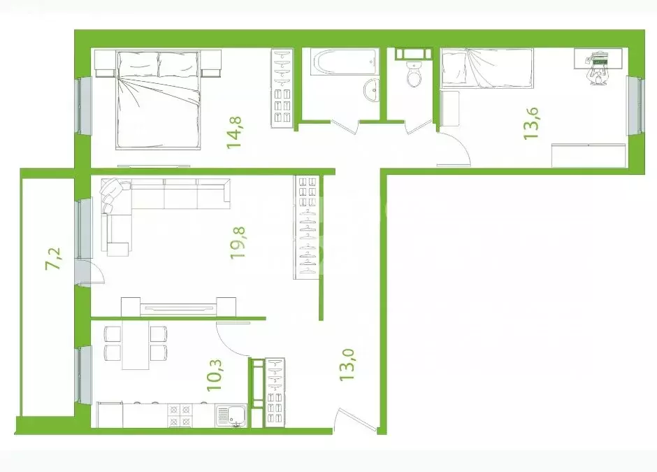 3-комнатная квартира: Томск, улица Пришвина, 52 (84.19 м) - Фото 0