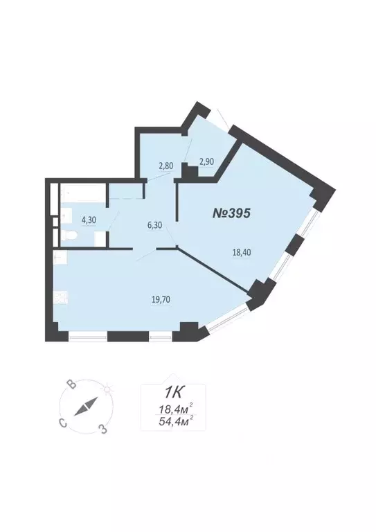 1-к кв. Свердловская область, Екатеринбург ул. Круговая, 18 (54.4 м) - Фото 1