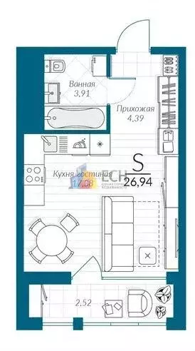 Квартира-студия, 26 м, 5/25 эт. - Фото 0