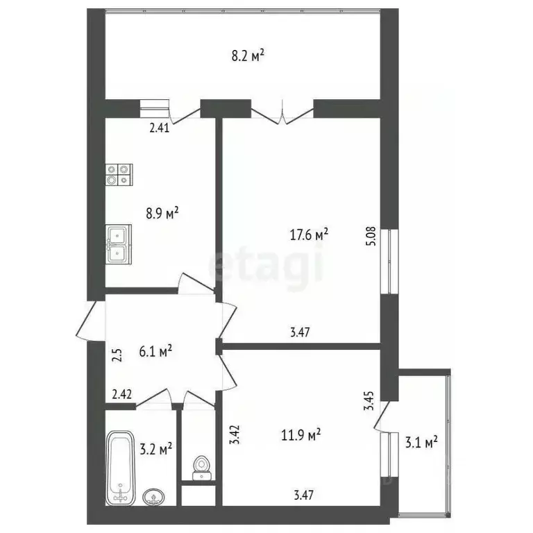 2-к кв. Крым, Алупка ул. И. Левитана, 7 (52.6 м) - Фото 2