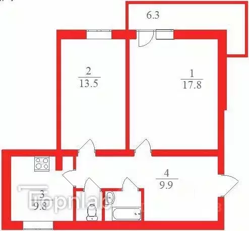 2-к кв. Санкт-Петербург Народная ул., 43к1 (55.2 м) - Фото 2