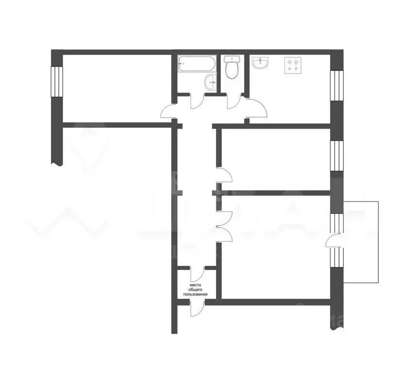 3-к кв. Новосибирская область, Новосибирск ул. Красина, 58 (66.3 м) - Фото 1