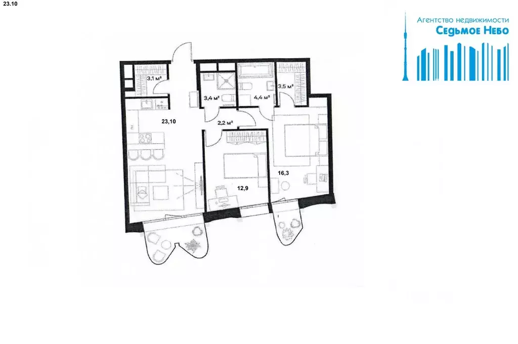 2-к кв. Москва Сельскохозяйственная ул., 24Ак1 (73.7 м) - Фото 2
