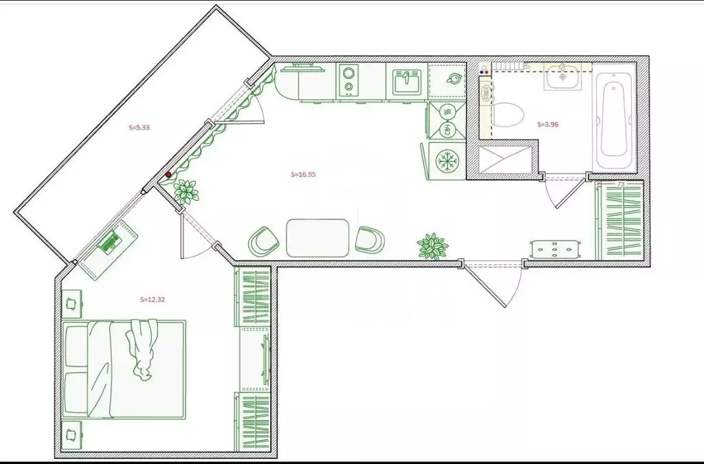 1-комнатная квартира: Санкт-Петербург, Богатырский проспект, 2А (39 м) - Фото 1