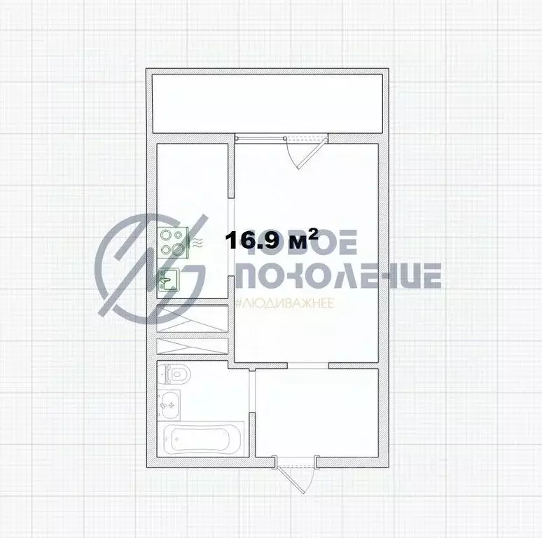 Студия Омская область, Омск ул. Перелета, 27с2 (29.5 м) - Фото 2
