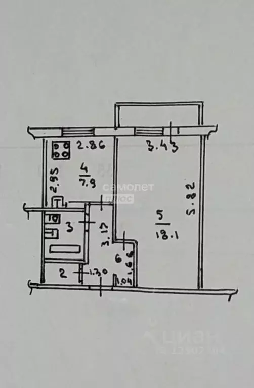1-к кв. Липецкая область, Липецк ул. Имени Генерала Меркулова, 43 ... - Фото 2