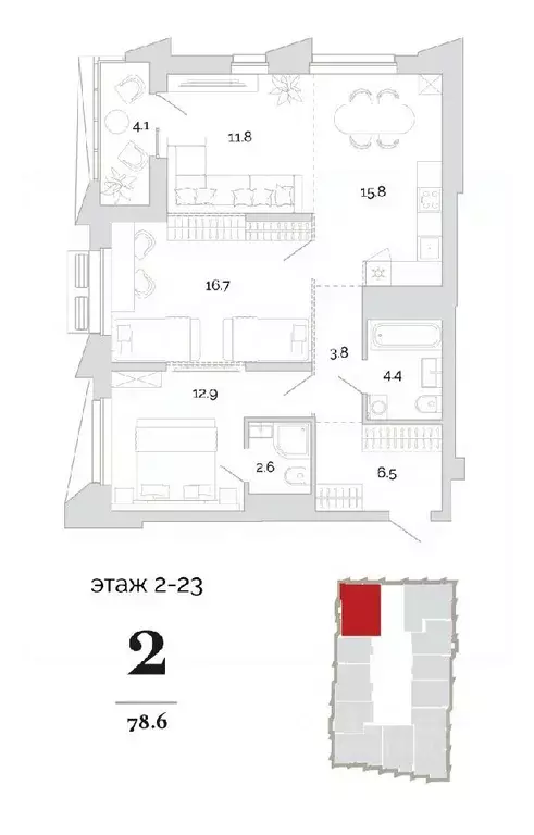 2-к кв. Пензенская область, Пенза проезд 2-й Свердлова, 4 (78.6 м) - Фото 0