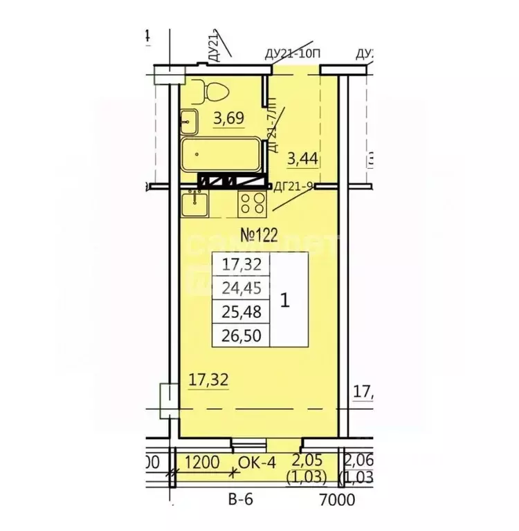 Студия Курская область, Курск Театральная ул., 18 (26.5 м) - Фото 1