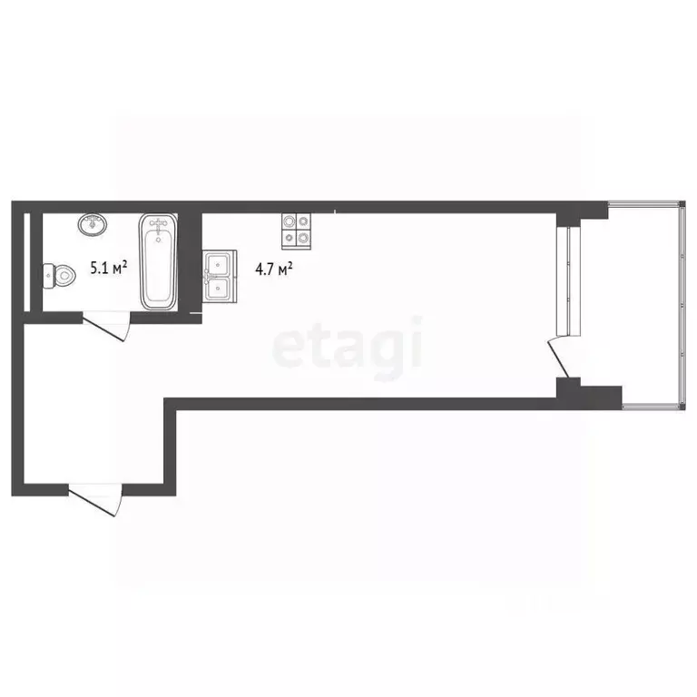 Студия Тюменская область, Тюмень ул. Краснооктябрьская, 4Ак1 (31.9 м) - Фото 2