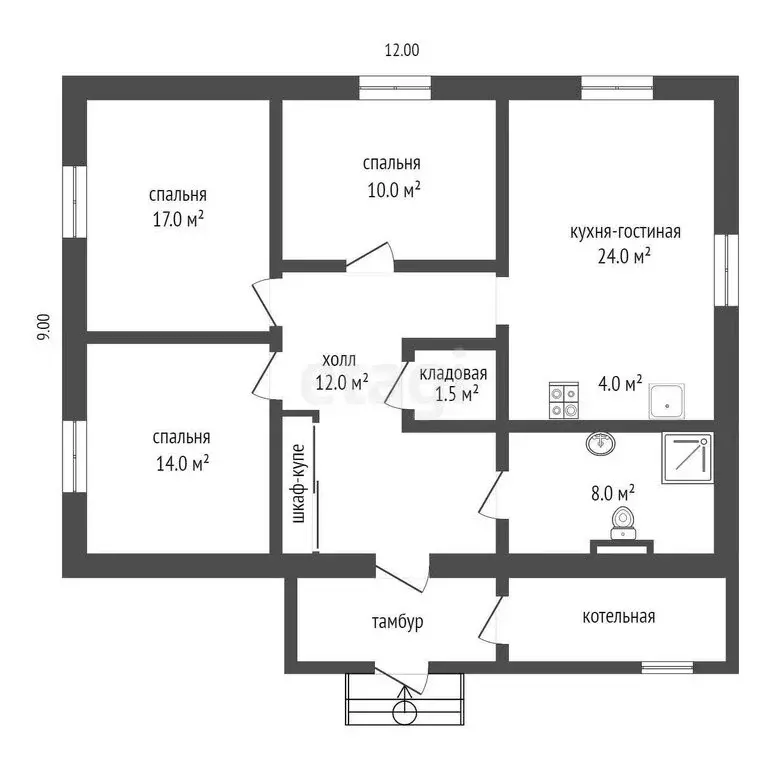 Дом в село Успенка, Олимпийская улица (110 м) - Фото 1