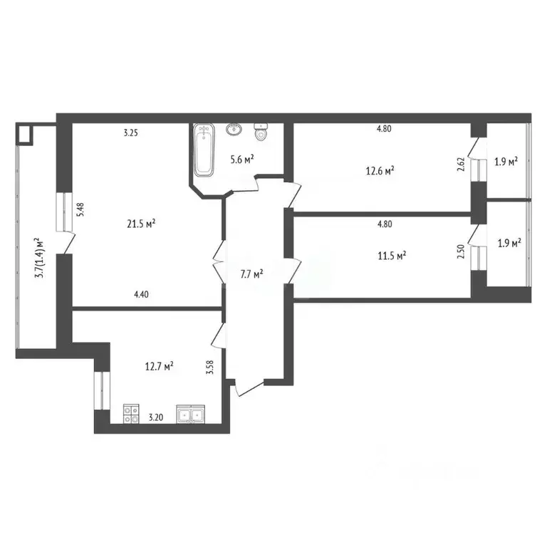 3-к кв. Калужская область, Калуга ул. Огарева, 40к2 (76.0 м) - Фото 2