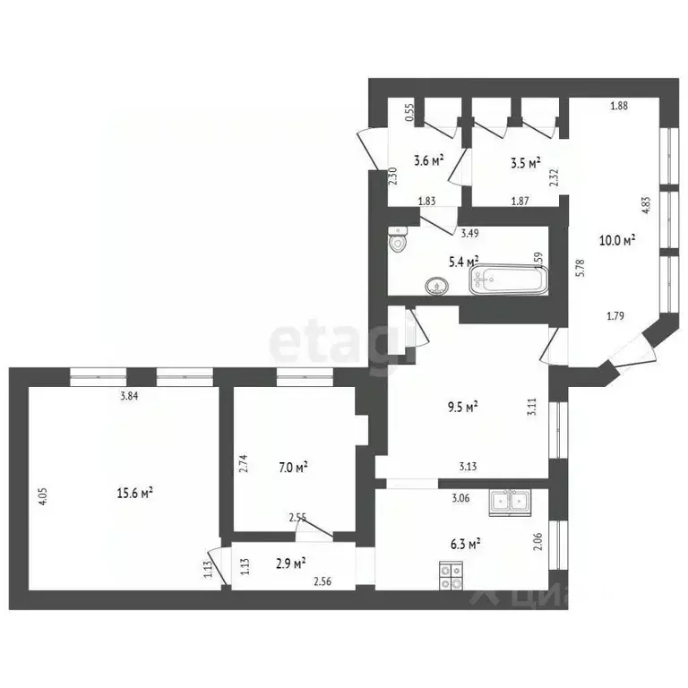 3-к кв. Калужская область, Калуга ул. Клюквина, 35 (65.8 м) - Фото 0