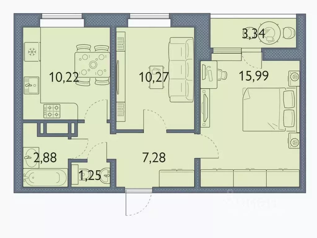 2-к кв. Брянская область, Брянск просп. Станке Димитрова, 67к7 (48.8 ... - Фото 1