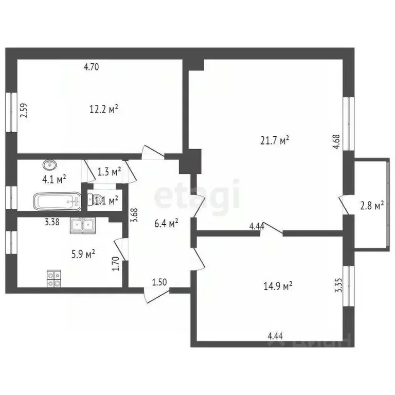 3-к кв. Ростовская область, Ростов-на-Дону Соборный пер., 61 (68.0 м) - Фото 1