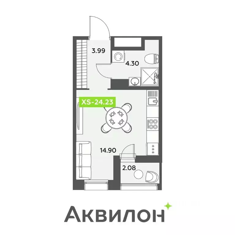 Студия Санкт-Петербург ул. Среднерогатская, 11к2 (24.23 м) - Фото 0