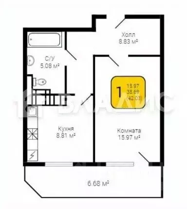 1-к кв. Воронежская область, Воронеж Московский просп., 90к1 (38.1 м) - Фото 2