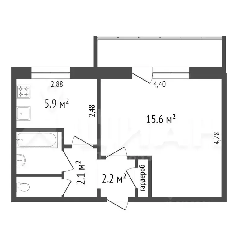 1-к кв. Хакасия, Абакан Торговая ул., 24 (36.0 м) - Фото 2