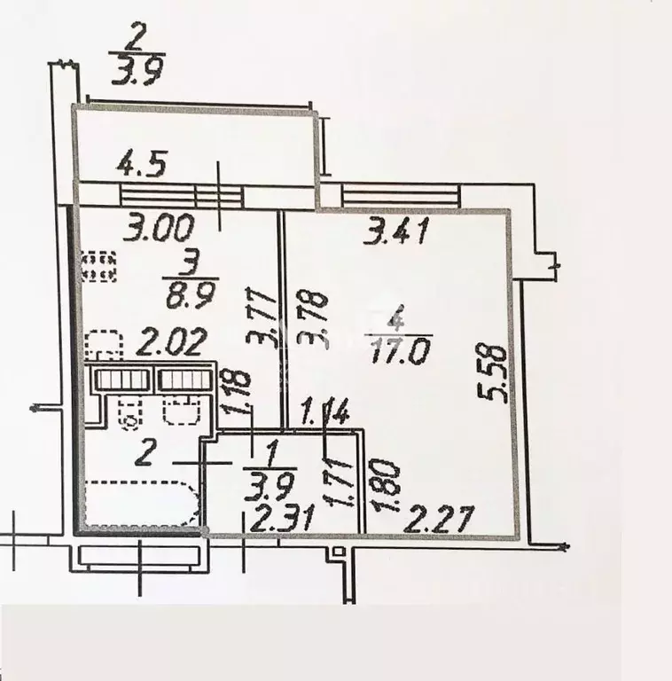 1-к кв. Санкт-Петербург ул. Адмирала Черокова, 18к3 (33.7 м) - Фото 1