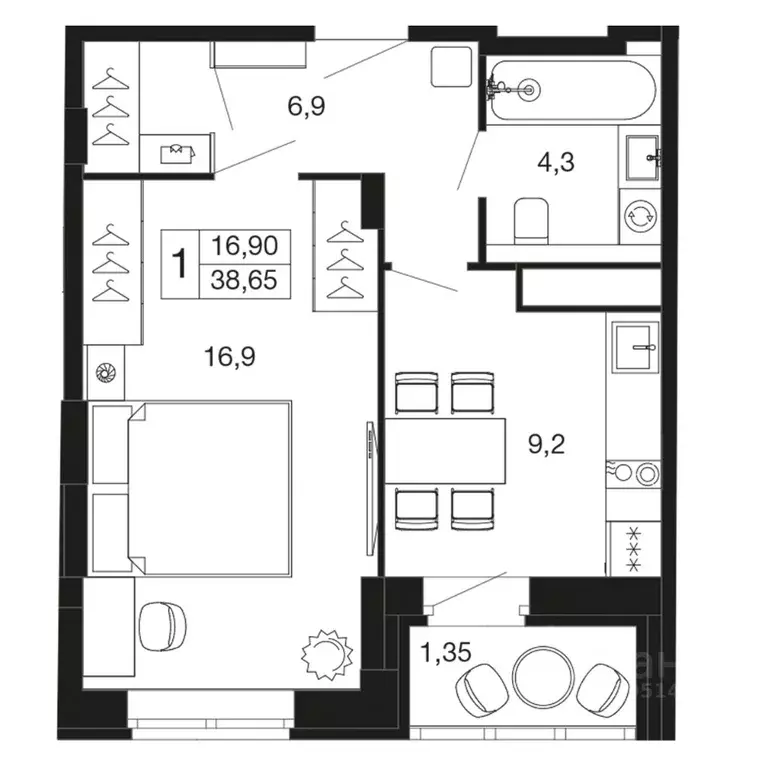 1-к кв. Московская область, Апрелевка Наро-Фоминский городской округ, ... - Фото 1