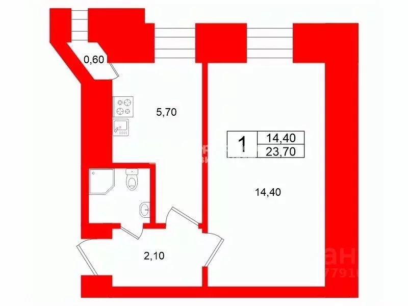 1-к кв. Санкт-Петербург Гаванская ул., 47 (23.7 м) - Фото 2