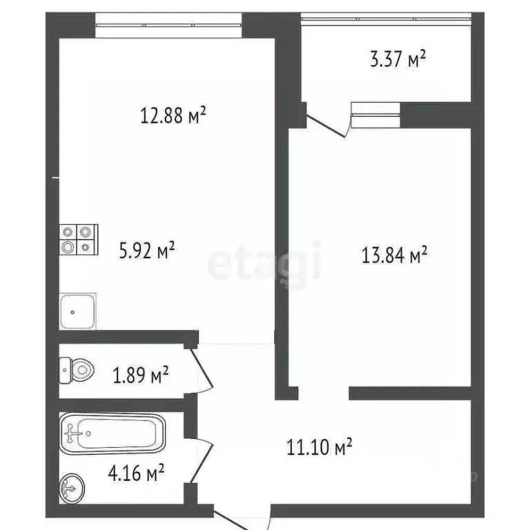 2-к кв. новосибирская область, новосибирск военная ул, 51 (52.16 м) - Фото 1