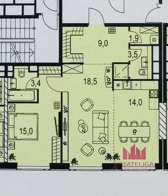2-к кв. Москва Левел Причальный жилой комплекс, 10к1 (70.0 м) - Фото 2