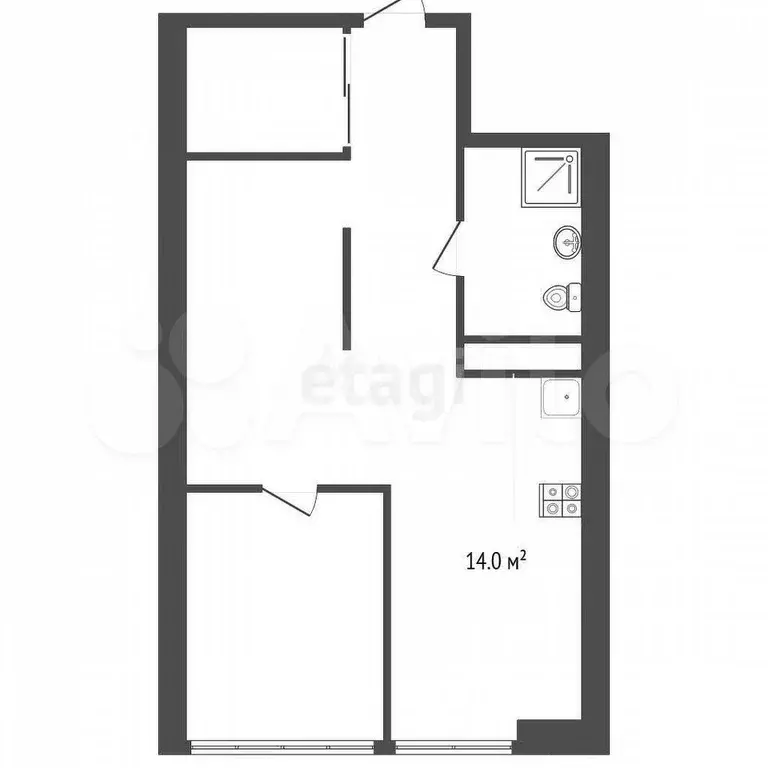 2-к. квартира, 60 м, 4/14 эт. - Фото 1