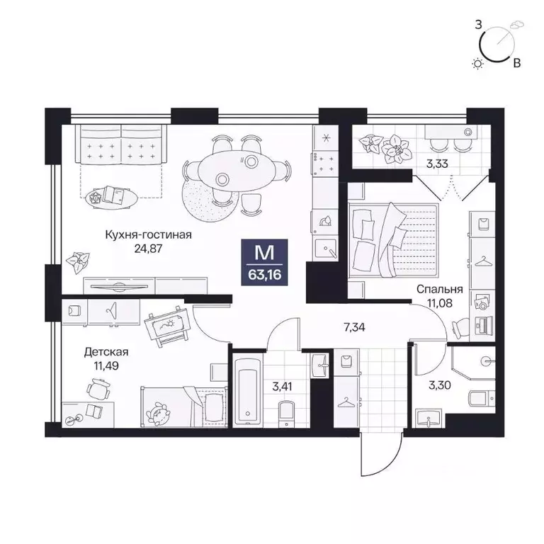 2-к кв. Волгоградская область, Волгоград просп. Имени В.И. Ленина, 59Г ... - Фото 1