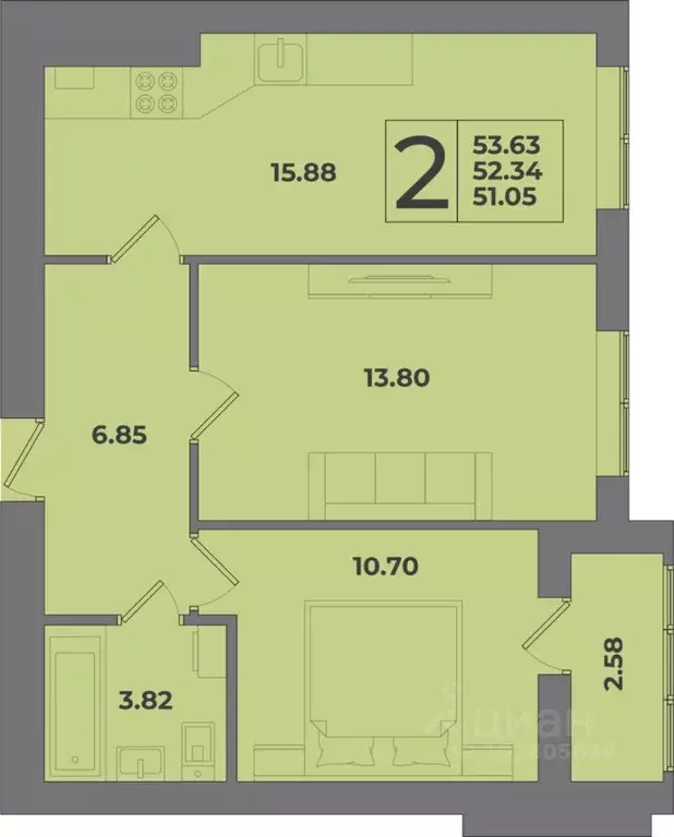 2-к кв. Калининградская область, Калининград Коммунистическая ул. ... - Фото 1