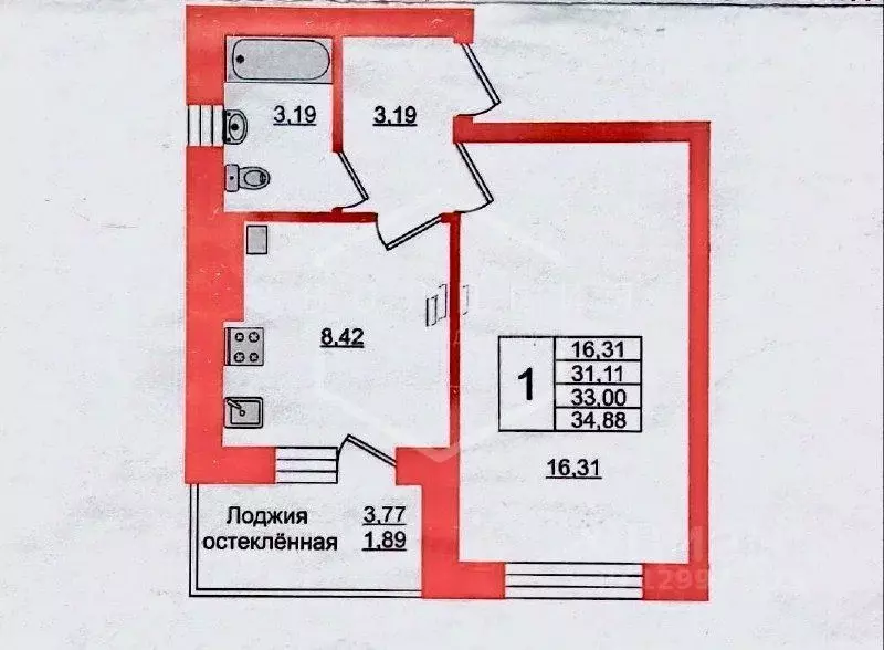 1-к кв. Калининградская область, Светлогорск ул. Молодежная, 1 (34.0 ... - Фото 2