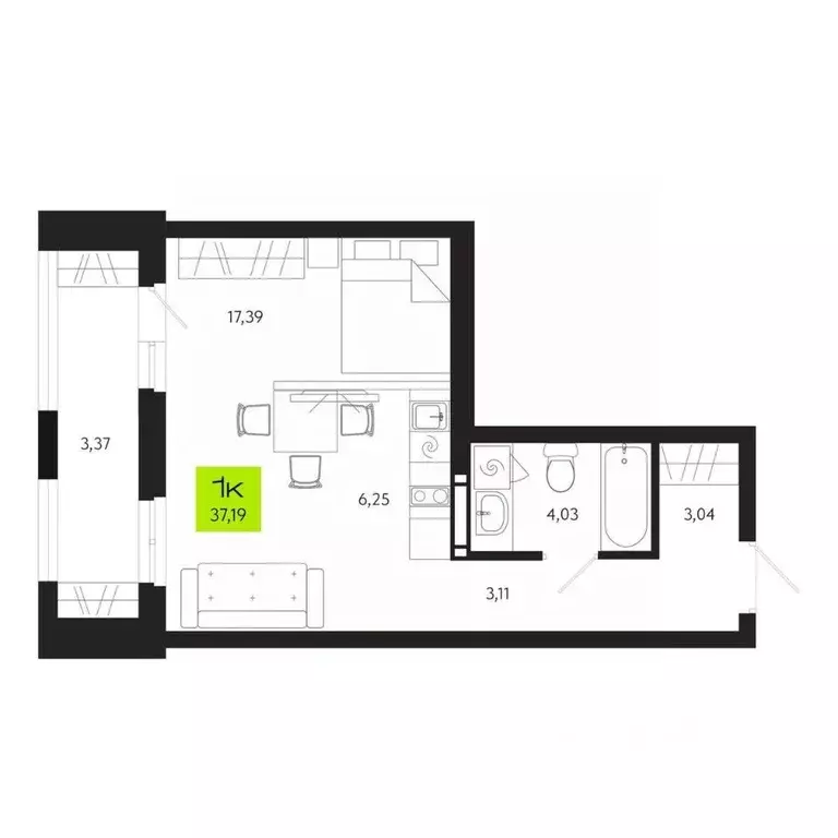 1-к кв. Томская область, Томск Уютный жилой квартал, ул. Маяковского, ... - Фото 1