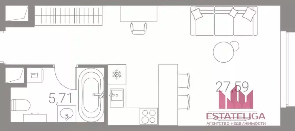 Студия Москва Каширский проезд, 25к2 (32.6 м) - Фото 2