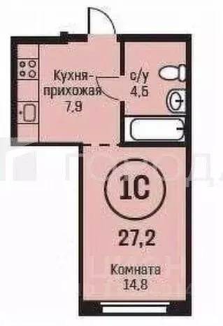 Студия Алтайский край, Барнаул ул. Сергея Семенова, 27 (27.5 м) - Фото 1