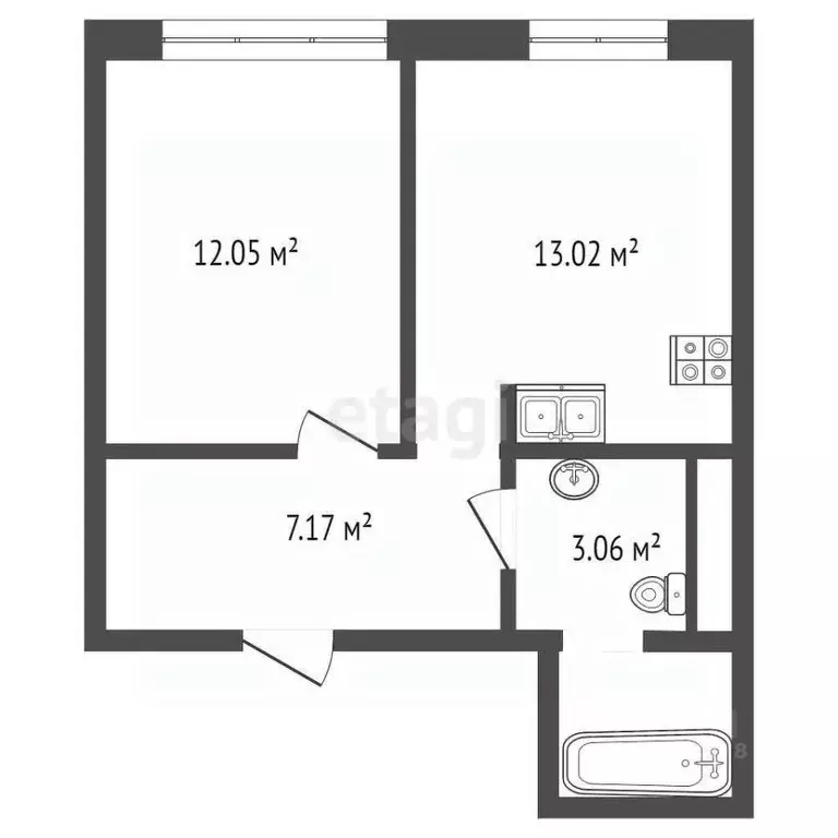 1-к кв. Ханты-Мансийский АО, Ханты-Мансийск ул. Елены Сагандуковой, ... - Фото 2