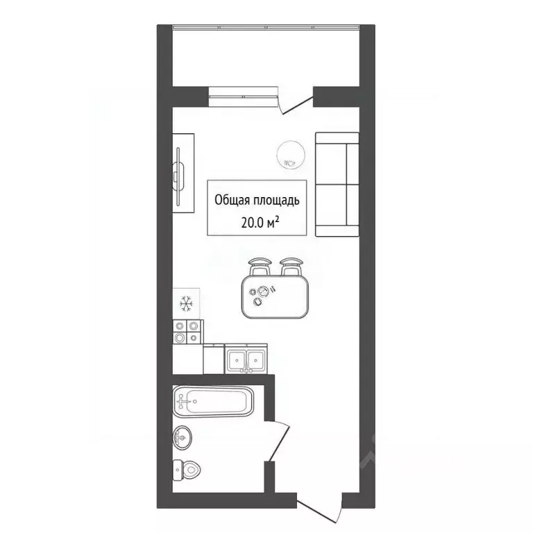 Студия Новосибирская область, Бердск ул. Ключевая, 53/1 (20.0 м) - Фото 2
