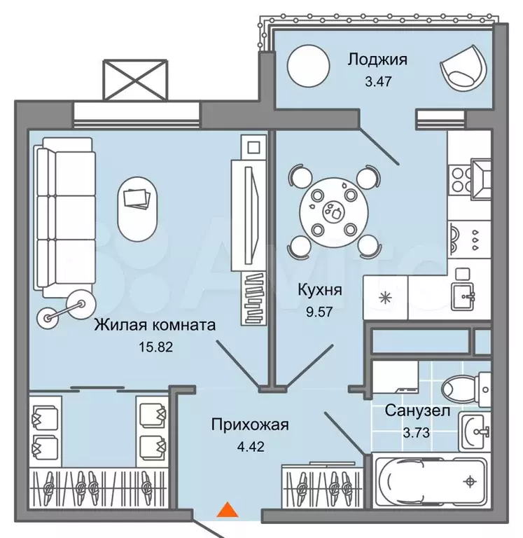 1-к. квартира, 35 м, 7/7 эт. - Фото 0