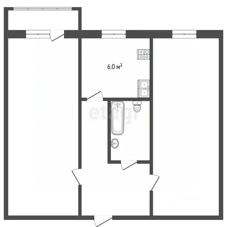 2-к кв. Тюменская область, Тюмень Ямская ул., 100 (43.1 м) - Фото 1