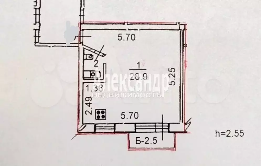 1-к. квартира, 31,2 м, 2/5 эт. - Фото 0