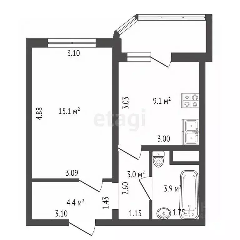 1-к кв. Санкт-Петербург ул. Дыбенко, 6к2 (35.5 м) - Фото 1