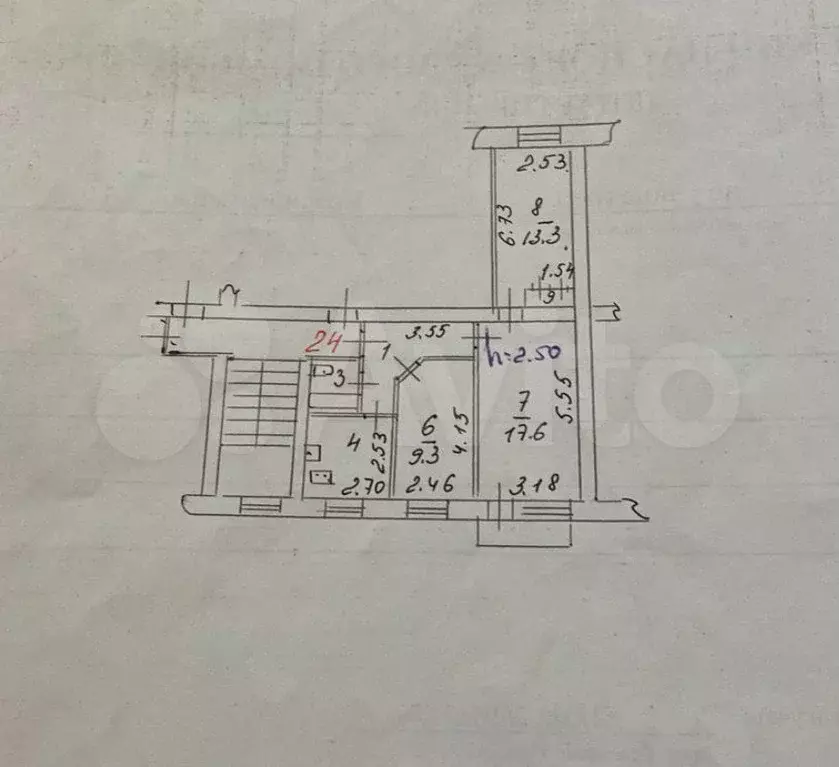 3-к. квартира, 60 м, 2/4 эт. - Фото 0