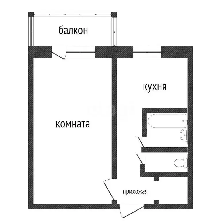 1-комнатная квартира: Курган, улица Дзержинского, 34 (30 м) - Фото 1