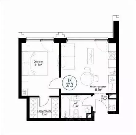 1-к кв. Москва Волгоградский просп., 32/5к3 (37.3 м) - Фото 1