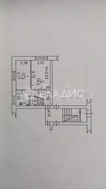 2-к. квартира, 39,4 м, 1/5 эт. - Фото 0