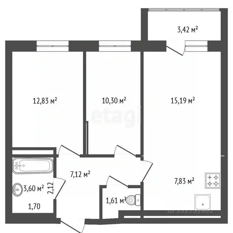 3-к кв. Башкортостан, Уфа Комсомольская ул., 8 (61.0 м) - Фото 1