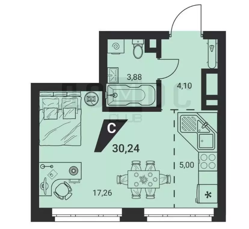 Квартира-студия: Екатеринбург, Монтёрская улица, 8/1 (30.4 м) - Фото 1