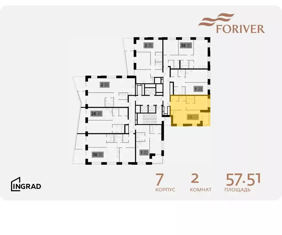 2-к кв. Москва Г мкр, Форивер жилой комплекс, 7 (57.51 м) - Фото 1